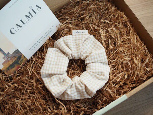 Coletero scrunchie vichy beige